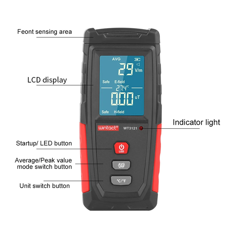 

RZ Electromagnetic Field Radiation Detector Tester Emf Meter Rechargeable Handheld Portable Counter Emission Dosimeter Computer