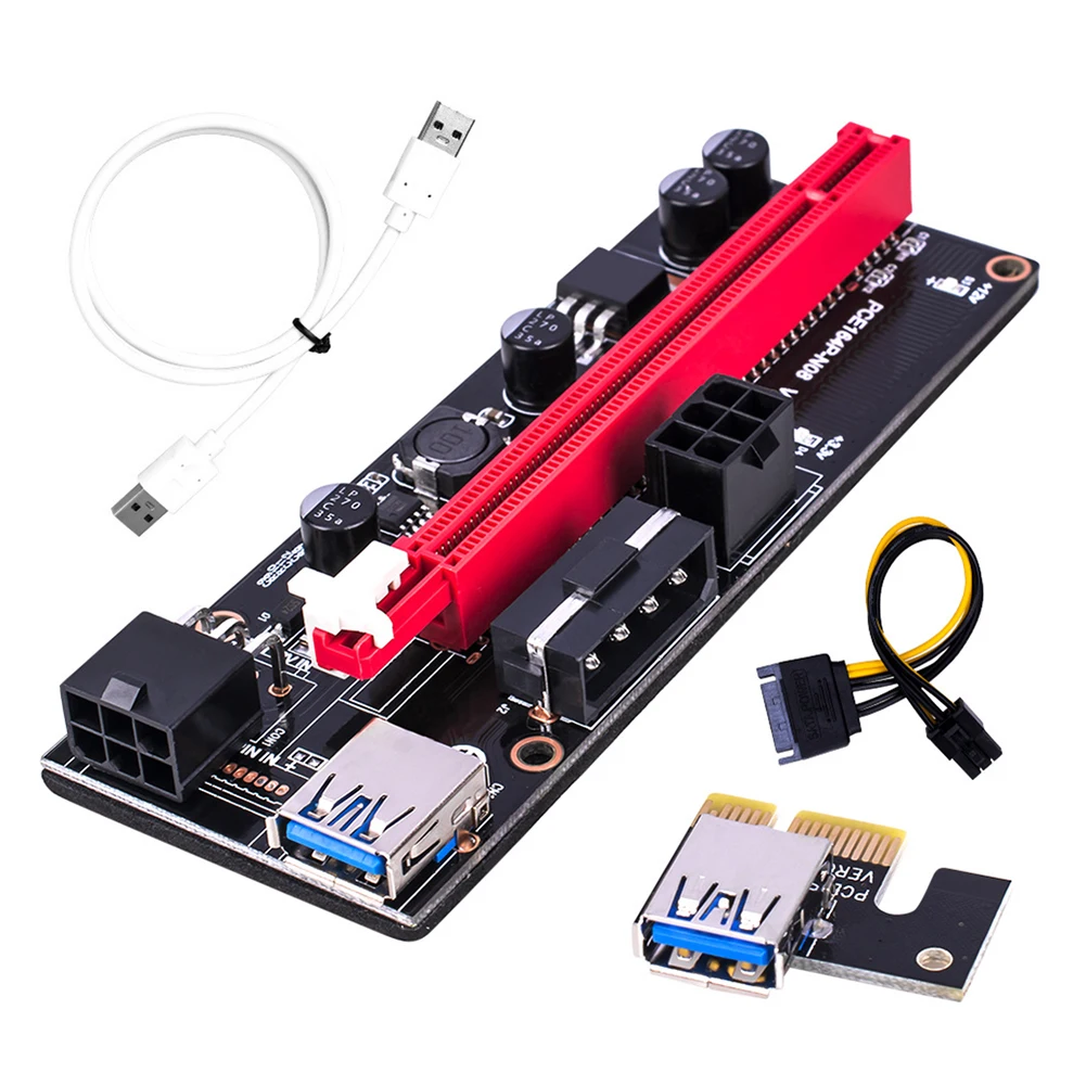 Ver009S USB 3.0 PCIe 1X to 16X Адаптер для подъема карт SATA 15Pin 6Pin Кабель питания Компьютерные
