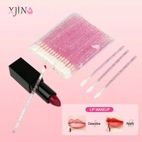 xjing 50pc disposable lip brush eyelash brushes crystal lashes micro brushes eyelash extension applicator lip makeup brush stick
