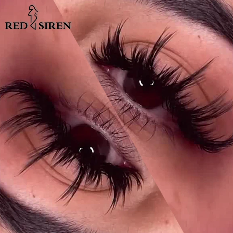 RED SIREN Eyelashes New Design Wet Manga Lashes Korean Makup Fashion Long Thick Natural Fake Eyelashes