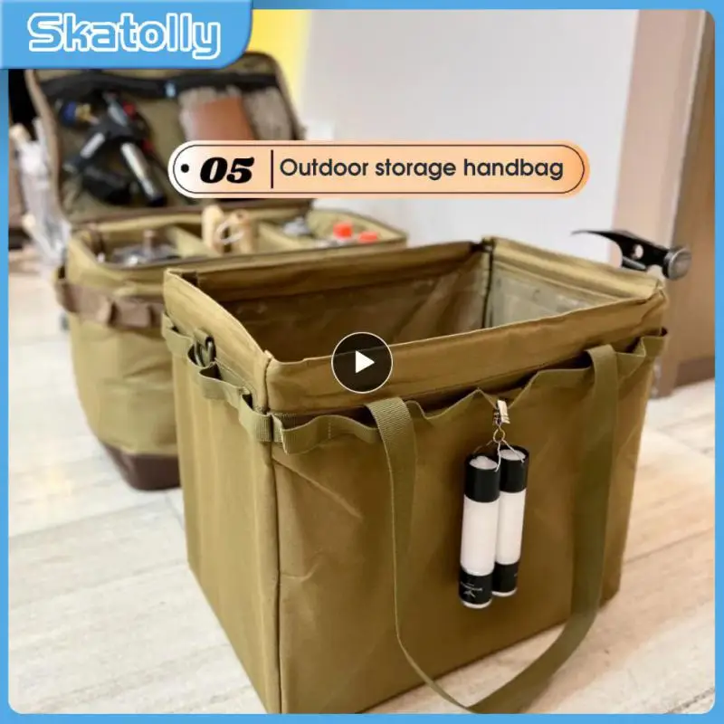

Large Capacity Storage Lamp Package Kitchen Storage Nylon Tableware Bag Outdoor Package Camping Bag Three Levels Storage Space