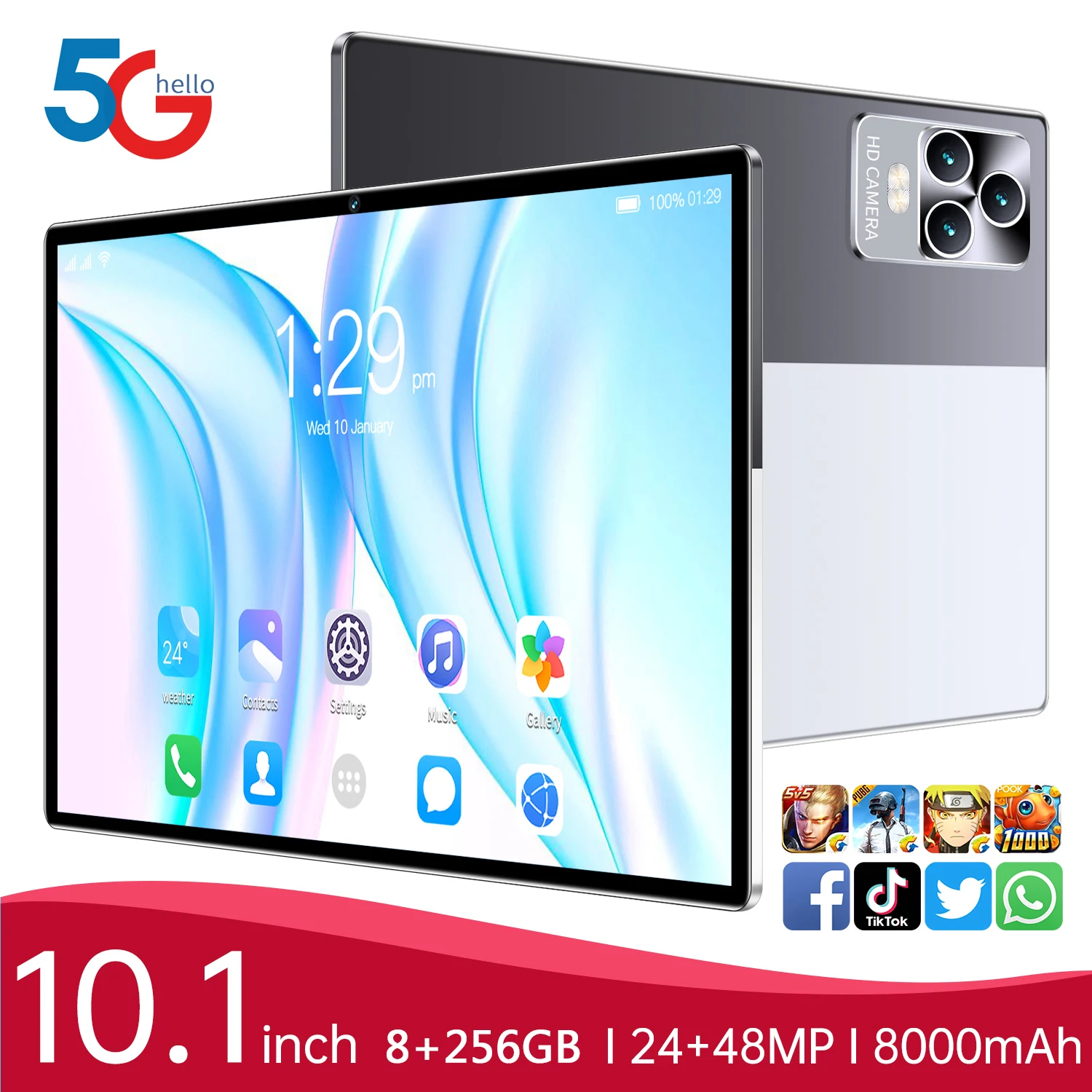 

New 10.1 Inch Tablet Android 12.0 Ten Core Google Play 12GB RAM 512GB ROM Tablet Pc WiFi Bluetooth 5.0 Type-C