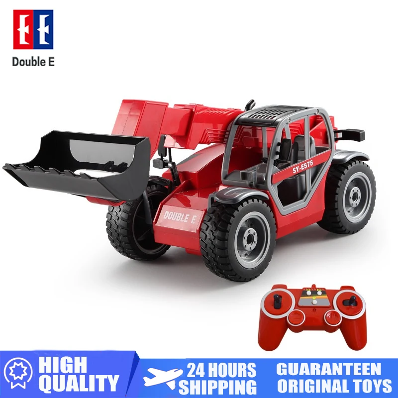 Double E 1:20 Remote Control Telescopic Arm Loading Forklift RC Truck Simulation Boom Shrinking Shovel Engineering Car Boy Toys