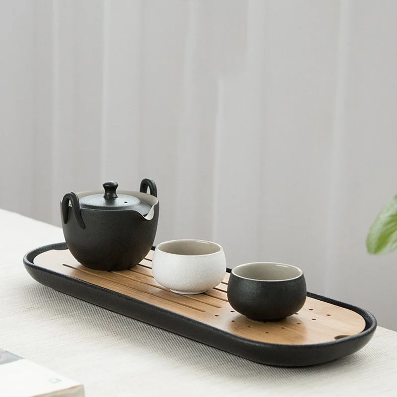 

Large Serving Tea Tray Bamboo Chinese Style Kung Fu Tea Water Storage Tea Tray Simple Vintage Petit Plateau Teaware DI50CP