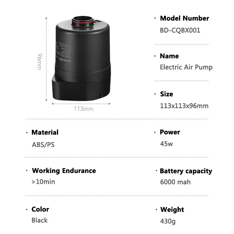 Naturehike-BLACKDOG электрический воздушный насос для надувного матраса портативный