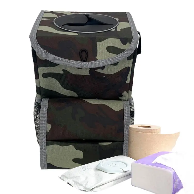 

Car Trash Can With Lid Foldable Vehicle Trash Can Car Interior Accessories Multi-Functional Trash Bin Tissue Holder Car Gadgets