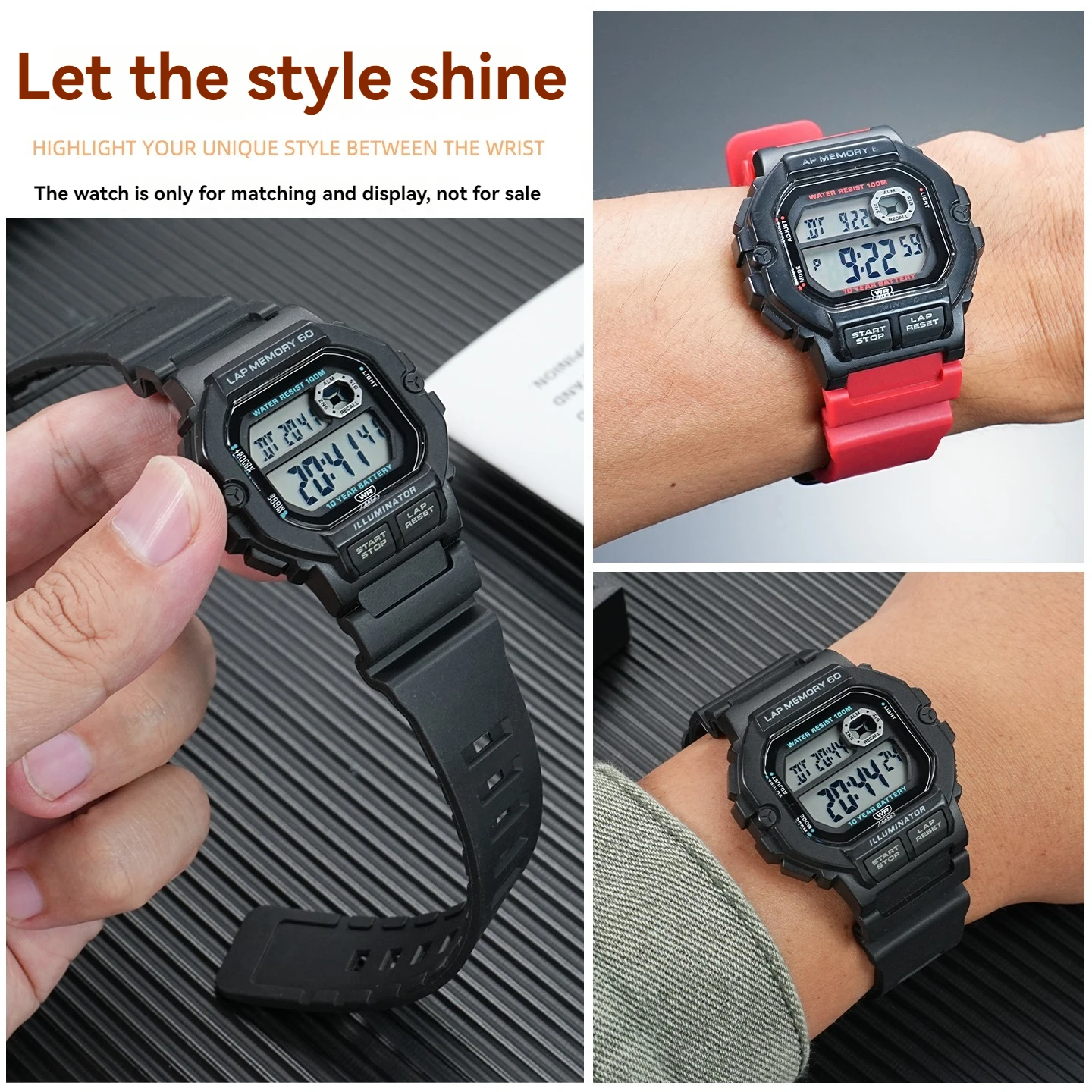 Фото Силиконовый ремешок для часов Casio WS-1400 WS-1600 WS-1500 WS-1700, спортивный силиконовый ремешок из смолы, водонепроницаемые аксессуары для часов 18 мм №3