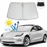 car windshield sun shade blocks sunscreen uv rays protector parasol foldable sunshade for tesla model y 3 2017 2022 accessories
