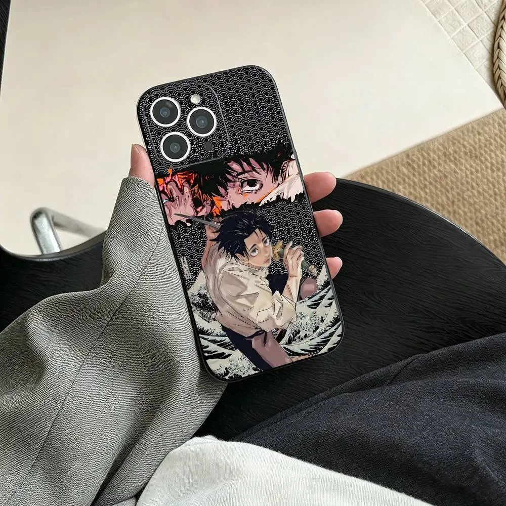Фото Чехол для телефона Jujutsu Kaisen с Ютой и Рикой против Уро и Рю для iPhone 17, 16, 15, 14, 13, 12, 11 Plus, Pro Max и других моделей, мягкий черный чехол №4