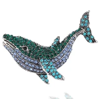 new diamond inlaid dolphin brooch cartoon animal whale brooch mens and womens clothing accessories