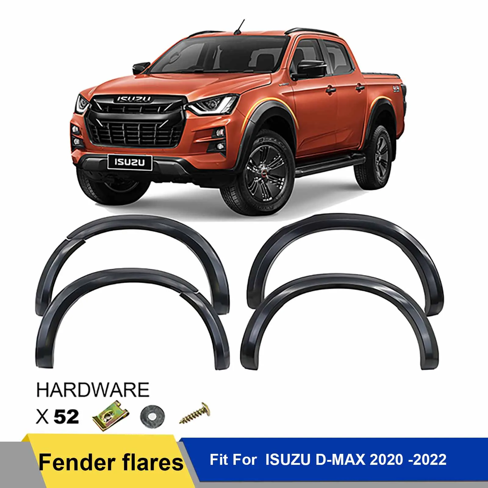 

Fender Flares Wheel Arch Set for ISUZU D-MAX 2020 2021 2022 2023 Matte Black Wheel Eyebrow Trim Guard Protector 6pcs/set