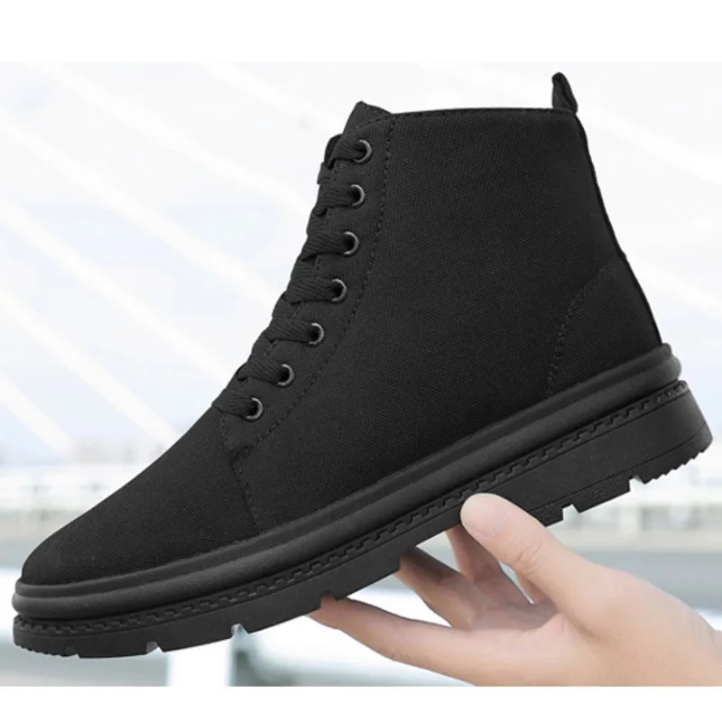 Men Boots Elevator Shoes Hidden Heels Canvas Heightening Shoes For Man Increase Insole 10CM 8CM 6CM Sports Casual Height Shoes images - 6