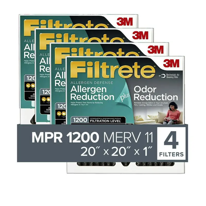 

, 20x20x1, MERV 11, Allergen Plus Odor Reduction HVAC Furnace Air Filter, Captures Pet Dander, Pollen and Traps Odors, 1200 MPR,
