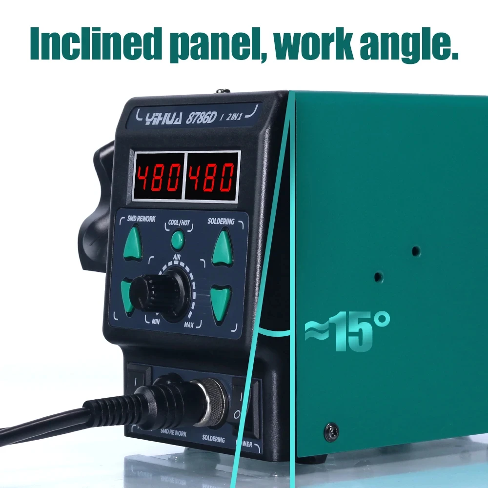 Паяльная станция YIHUA 8786D-I SMD с двойным цифровым дисплеем крутой фен паяльник 2 в 1