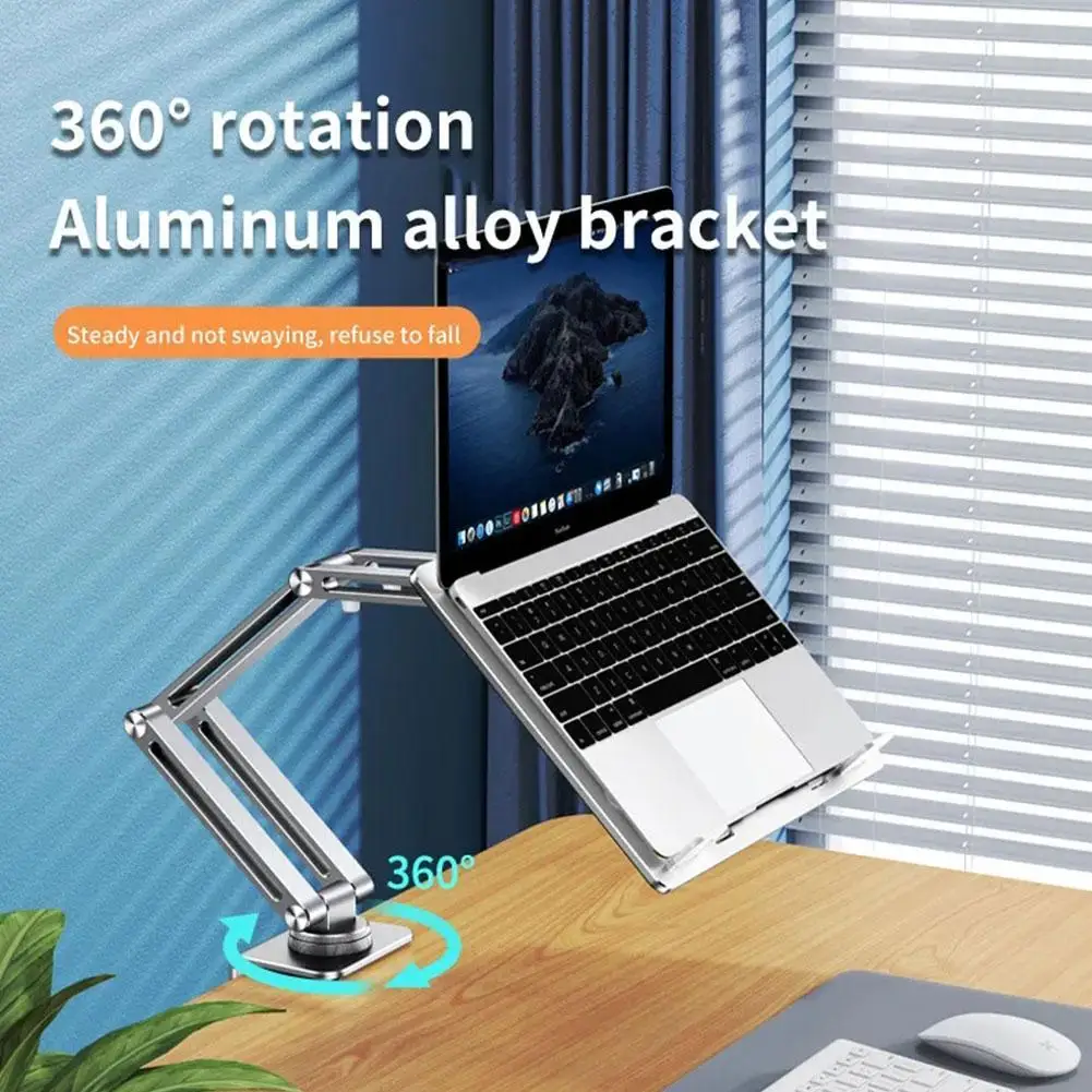 

Вращающаяся на 360 ° подставка для ноутбука, зажим, подставка для планшета, держатель для ноутбука, Складная Алюминиевая Подставка для планшета