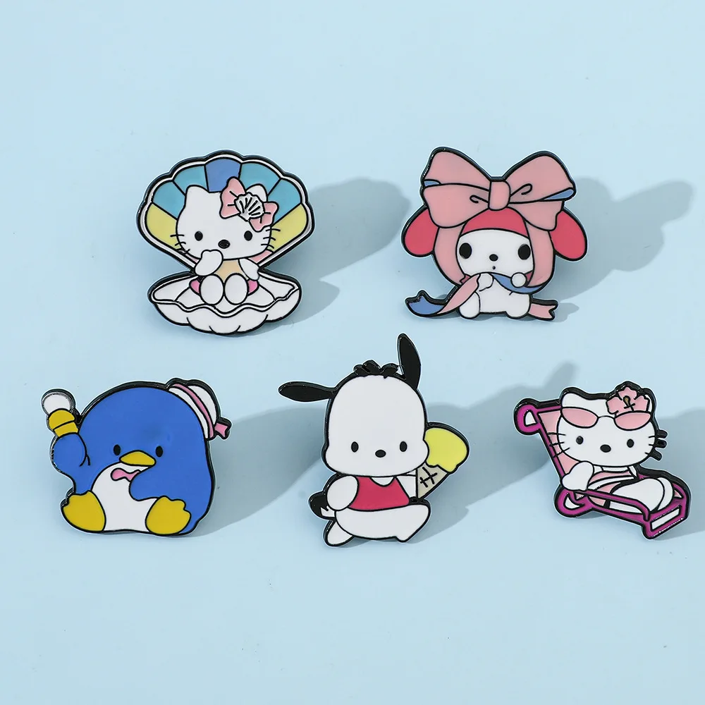 Sanrio Hello Kitty джинсовая куртка броши мультяшная мелодия Pochacco эмалированные булавки
