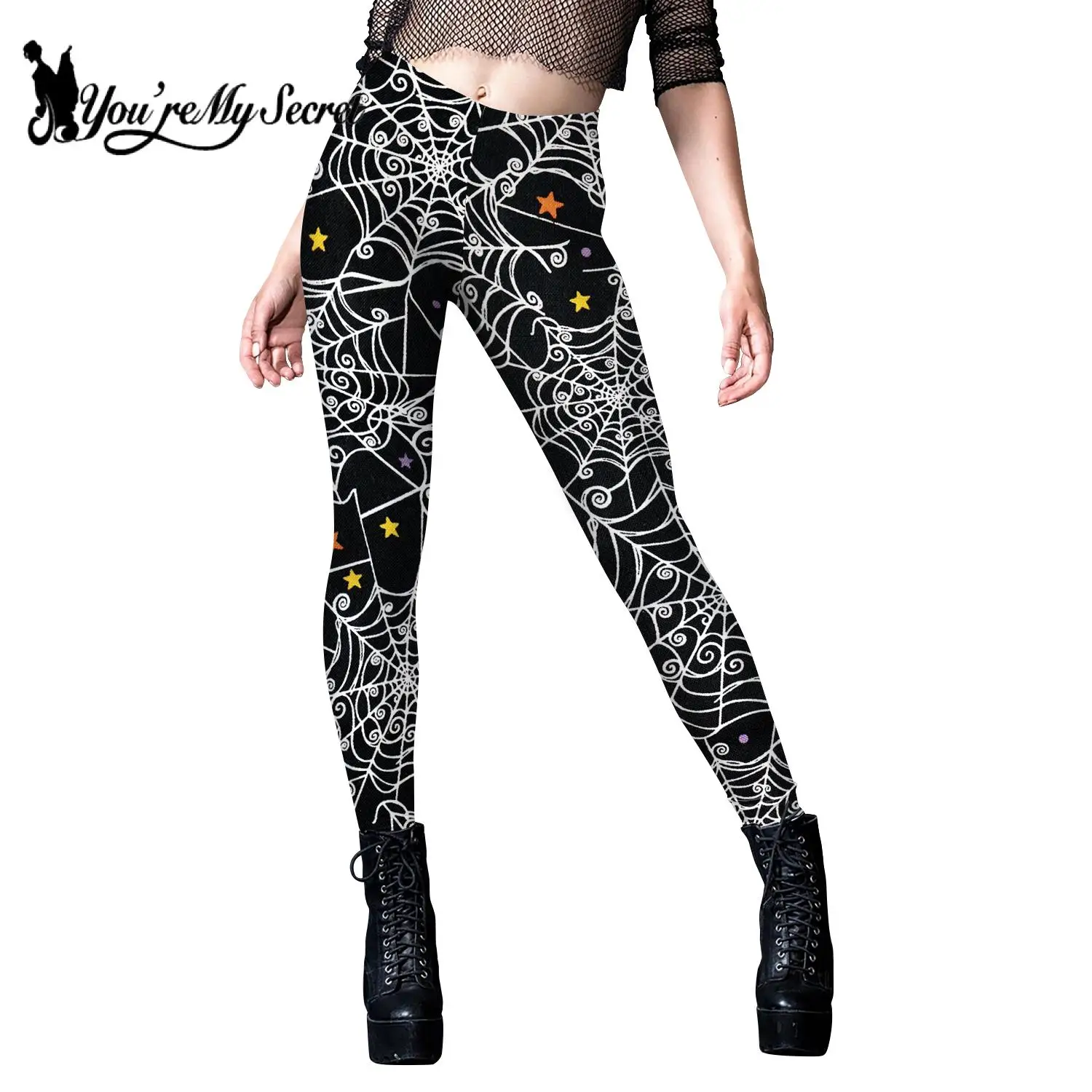 [You're My Secret] New Halloween 12% Spandex Skull Digital 3D Print Adult Woman Sexy Stretch Pant Slim High Waist Leggings