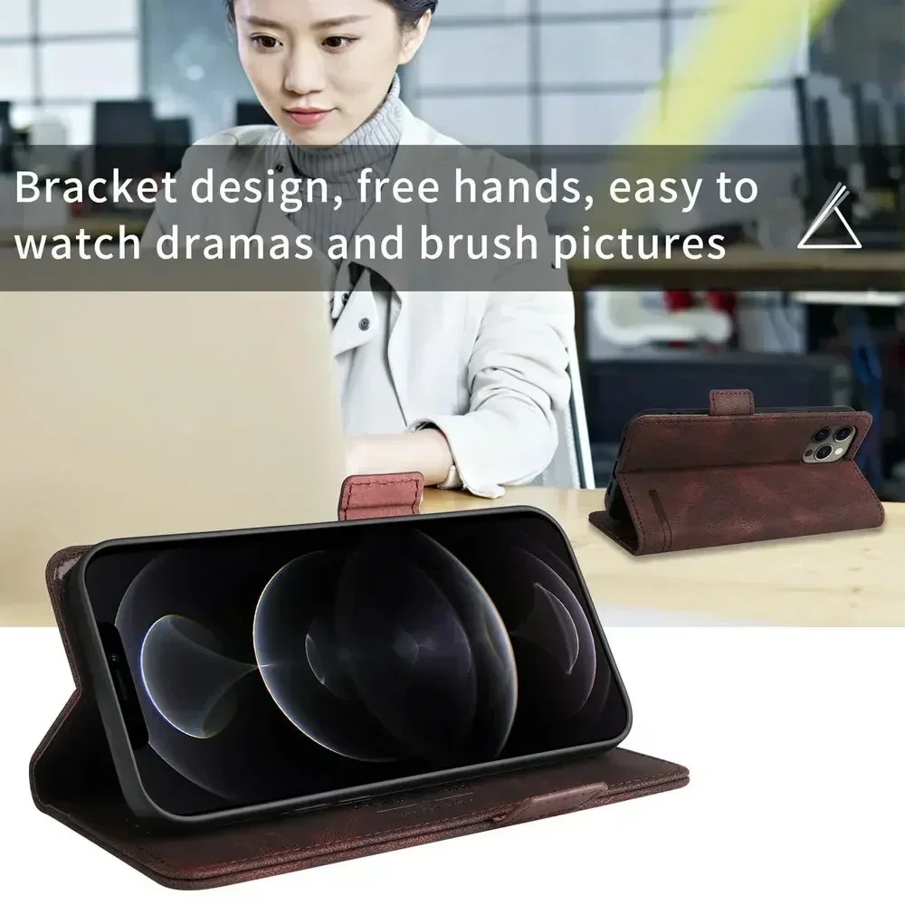 MOTO G35 G55 5G флип-кожаный чехол с роскошной текстурой кожи в стиле ретро кошелек