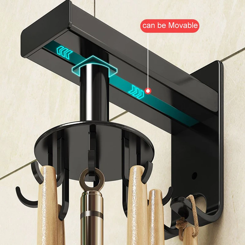 Kitchen Storage Rotate Hook Aluminum Punch-Free Wall Hanging Kitchenware Cutting Board Spatula Spoon Knife Retractable Rack