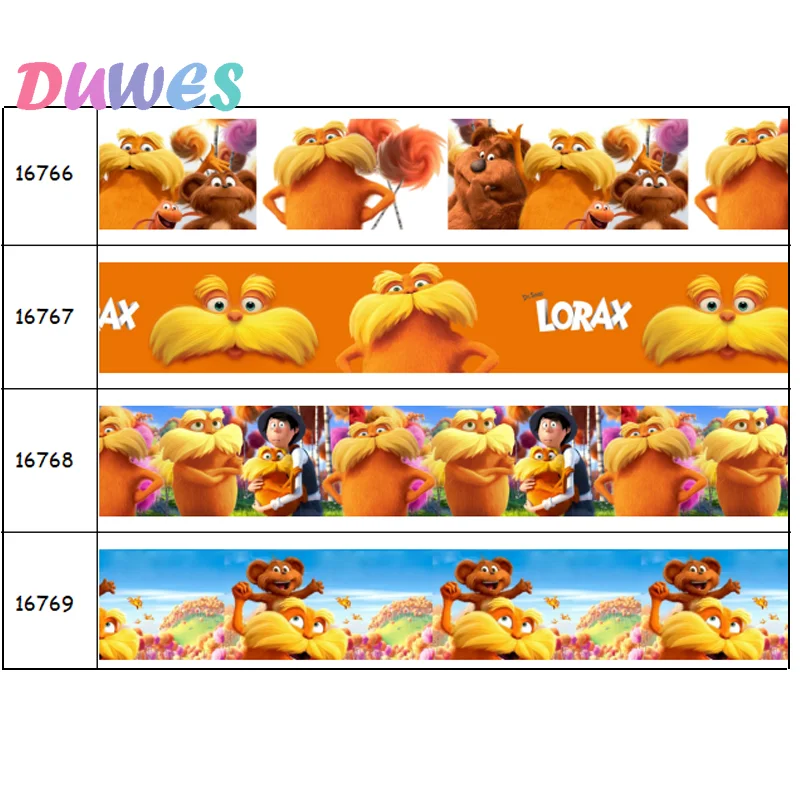 

DUWES 50yards Cartoon Printed Grosgrain Ribbon Accessories Material Headwear Decoration DIY Sewing Craft D1930