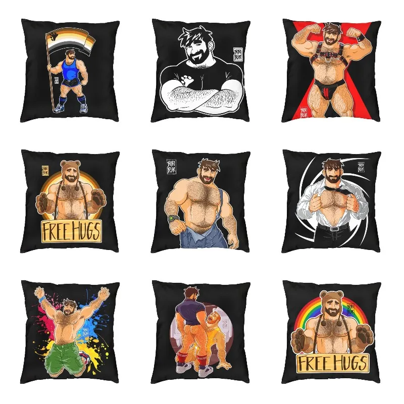 

Подушка с изображением мишки и флага Адама, домашняя декоративная Милая наволочка Bobo Bear геи ЛГБТ, искусственная декоративная квадратная на...