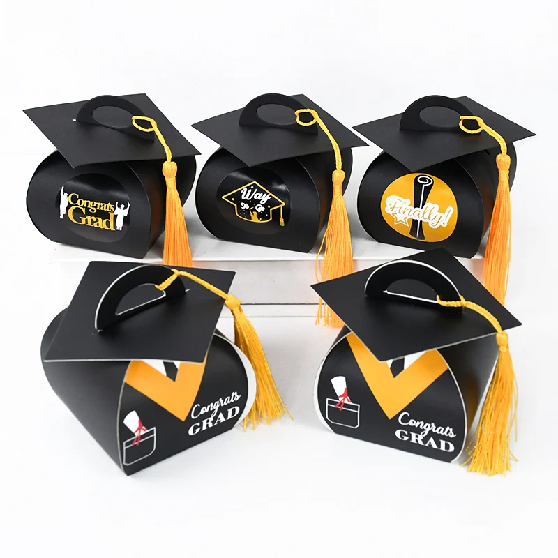 

6/12pcs Bachelor Hat Cap Candy Box Gift Paper Packaging Box for Graduation Celebration Party Decoration Congrats Grad Gift Boxes