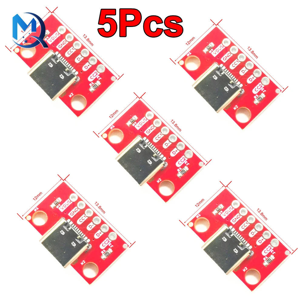 

5Pcs Type-C Female USB 3.1 Test PCB Board Adapter Type C 16P 2.54mm Connector Socket For Data Line Wire Cable Transfer