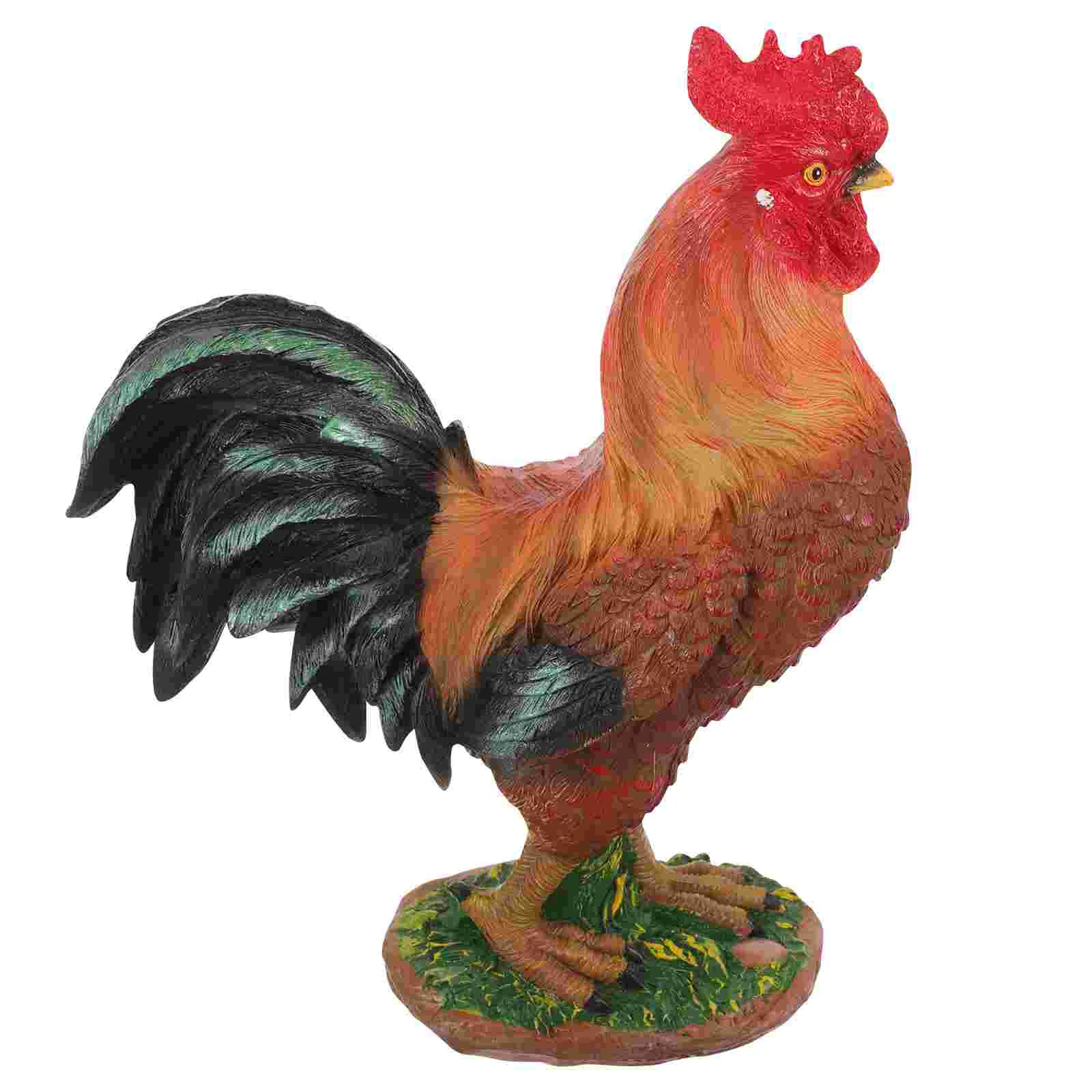 

Home Decor Static Rooster Model Sculpture Outdoor Playset Hen House Chicken Resin Unique Farm Decoration Simulation