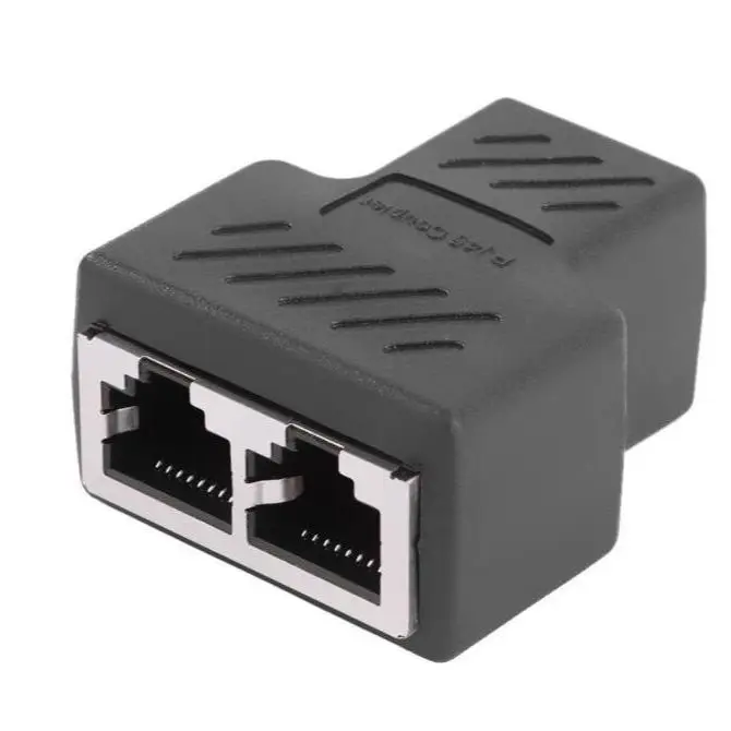 

1 to 2 Ways Network Ethernet Head Lan Cable Female Joiner Coupler RJ45 Extender Plug Network Connector Splitter High Quality