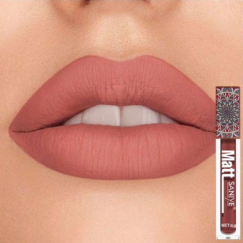 

Sdotter Sexy Waterproof Moisturizer Lip Gloss Matte Liquid Lipstick Long Lasting Not Easy Fade Lip Glaze Brown Nude Pigment Lip