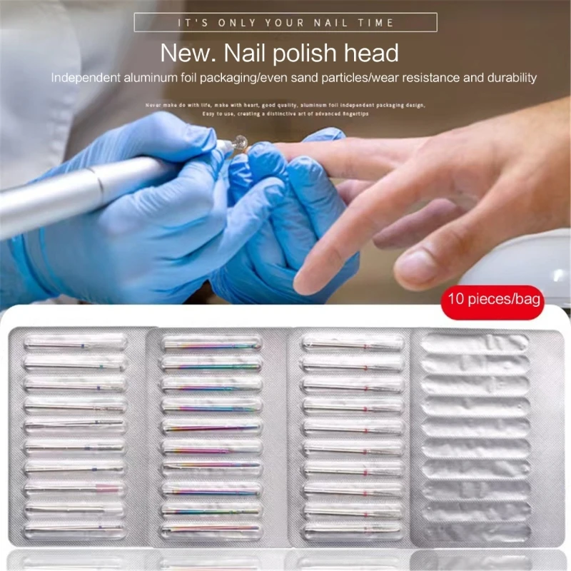 

Набор мини-фрез для маникюра, сменные насадки для электрической дрели для акриловых ногтей, 10 шт./компл.