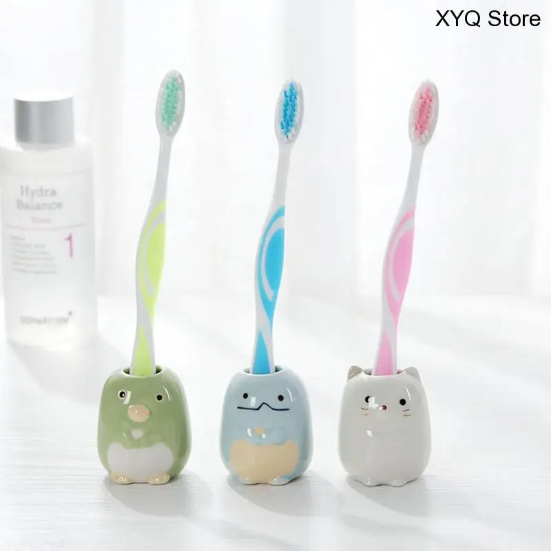 

1PCS multi-function ceramic toothbrush candy color holder wash toothpick padded cotton swab bathroom electric toothbrush storage