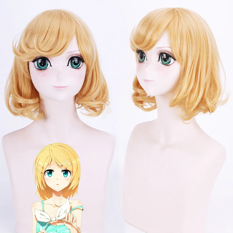

Anime 45CM Sumeragi Cosplay Wigs Kakegurui Yellow Hair Shorts Wave Gold Hair Wig