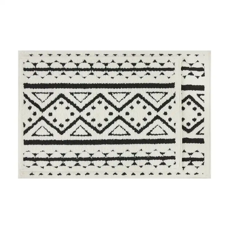 

Boho Chic Bath Rug Set - Ivory/Black - 2Piece Set