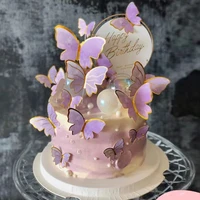 gold pink butterfly cake toppers princess girl simulation butterflies wedding birthday party decor dessert cake decor butterfly