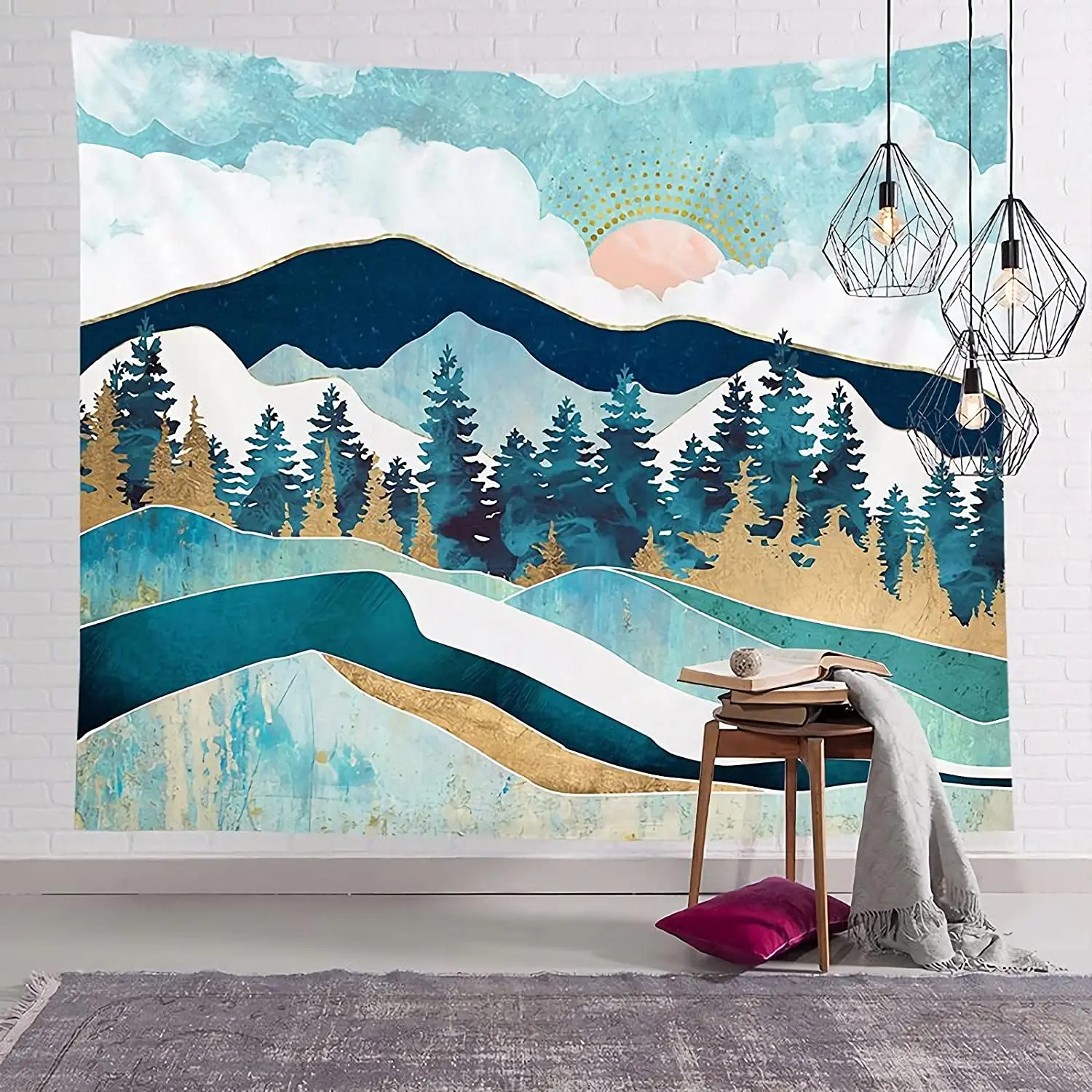 

Tapestry Wall Hanging Mountain Tapestry Fir Forest Sunset Nature Landscape Tapestry Bedding Tapestry Wall Art Tapestries Décor