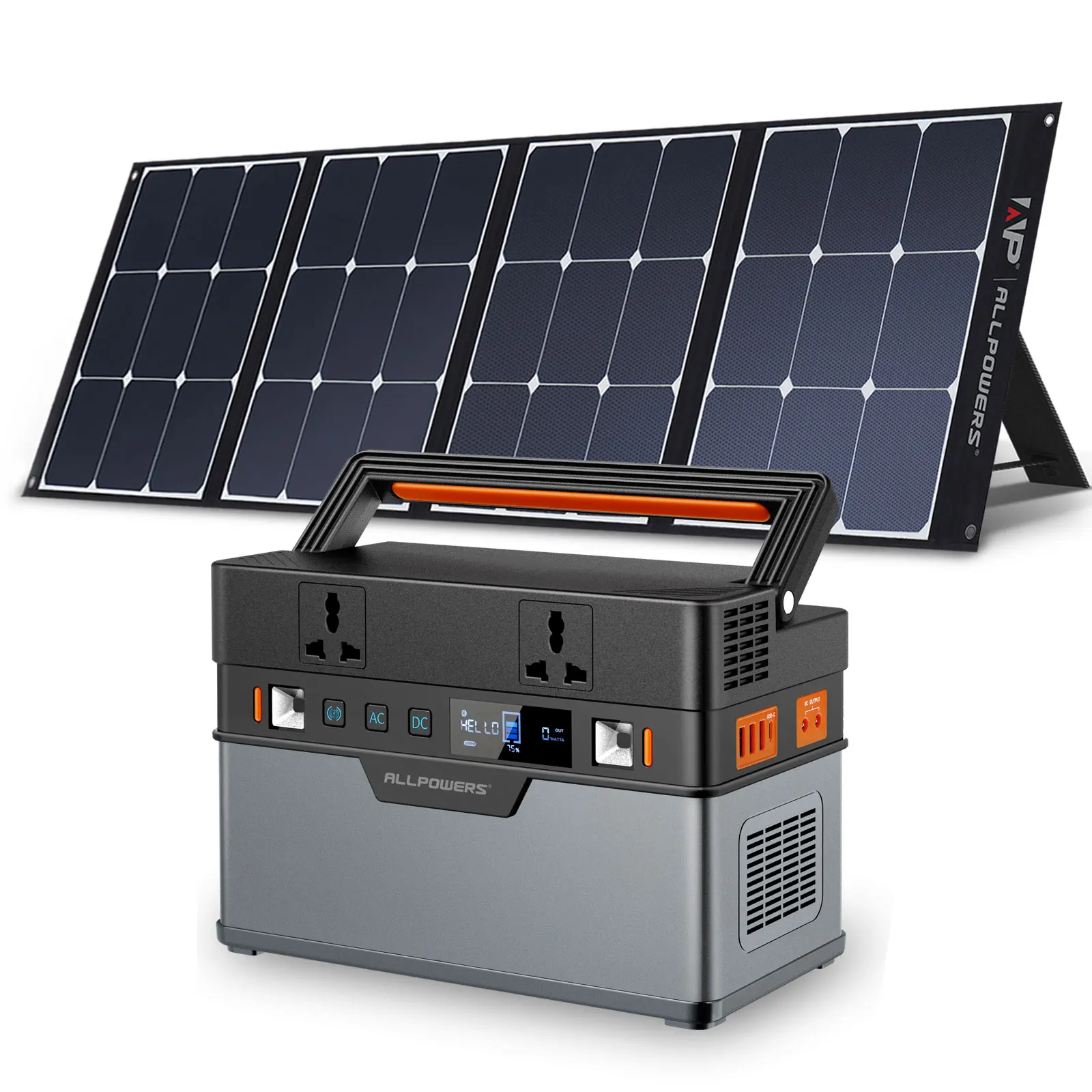 

500W Portable Power Station 606Wh Emergency Power Supply With 18V 200W Monocrystalline Foldable Portable Solar Panel