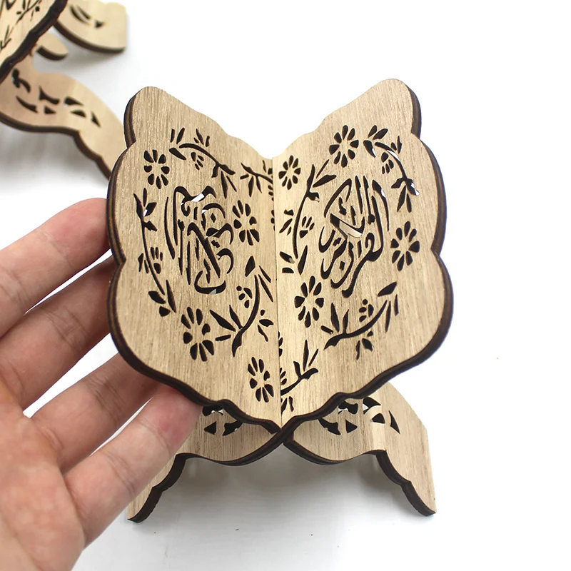 

Wooden Eid Al-Fitr Islamic Book Shelf Bible Frame Kuran Quran Koran Holy Book Stand Holder Shelf Rehal for Islam Home Decoration