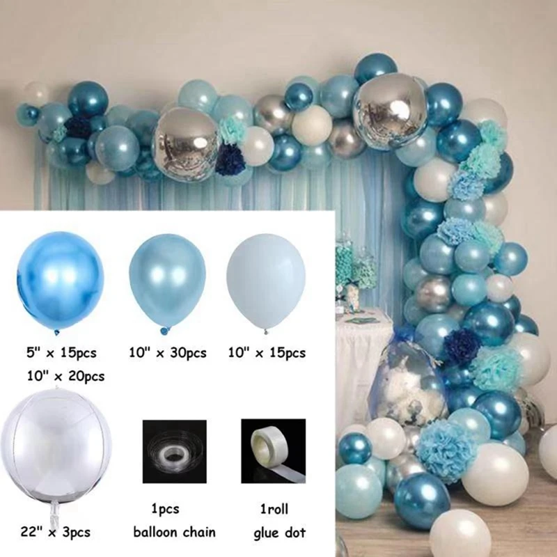

Blue Silver Balloons Garland Silver Confetti Balloon Arch Birthday Baby Shower Wedding Party Decor