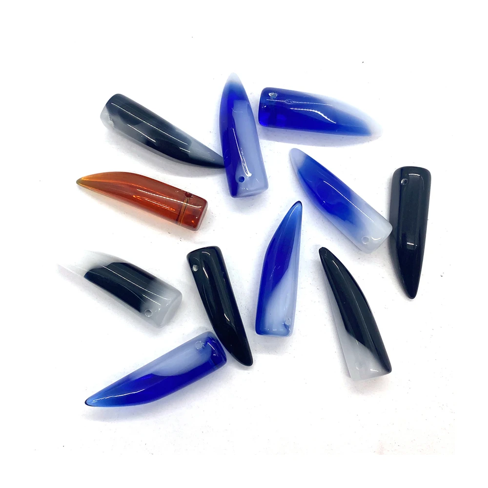 

Natural Stone Black Agate Pendants 10x37mm Pepper-shaped Jewelry DIY Making Necklace Accessory Wolf Tooth Shape Red Agate Charms