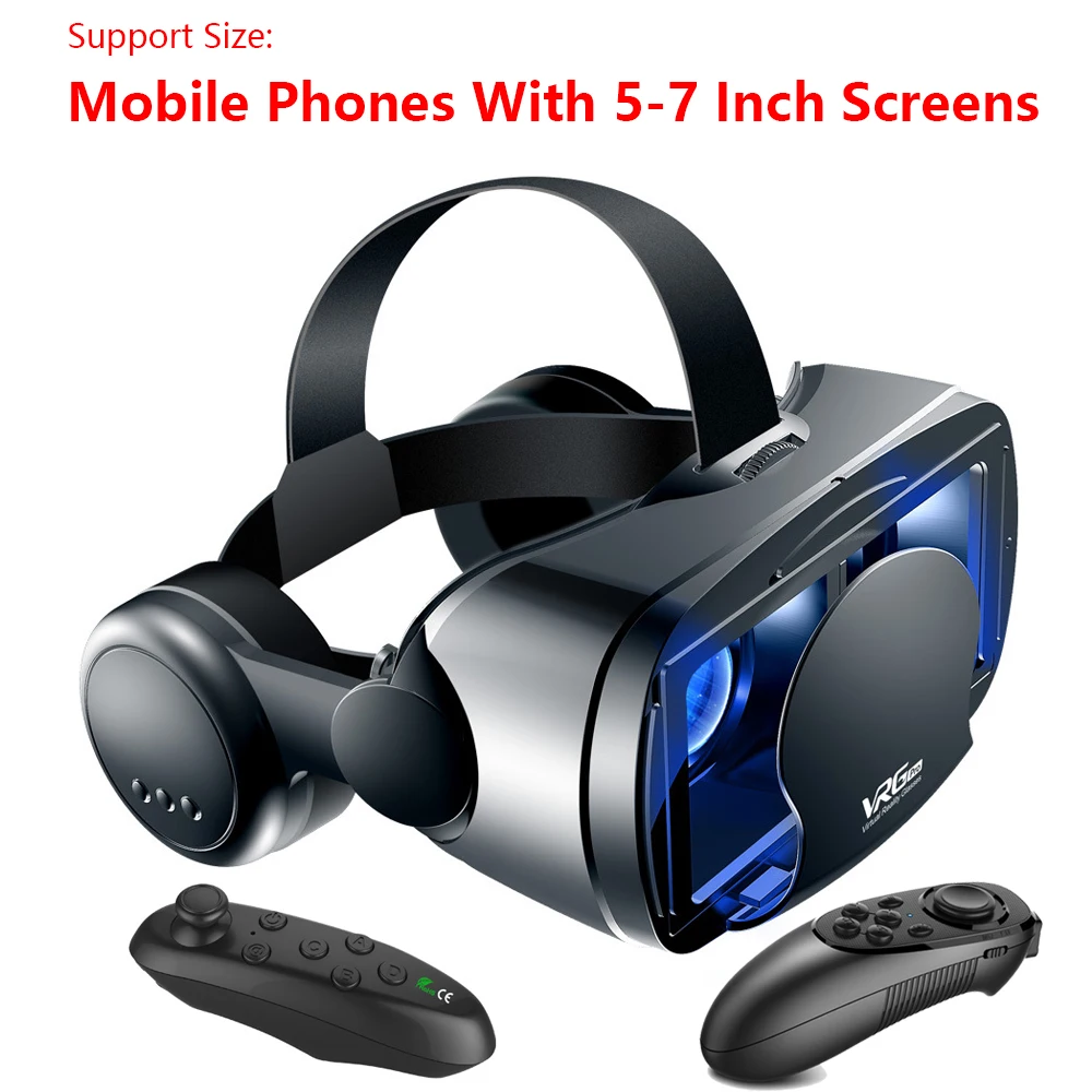 Fone de Ouvido Visão em Tela Angular com Controlador Óculos Inteligentes Realidade Virtual Capacete Smartphone Cheia Lente Grande 7 Polegada 3d vr