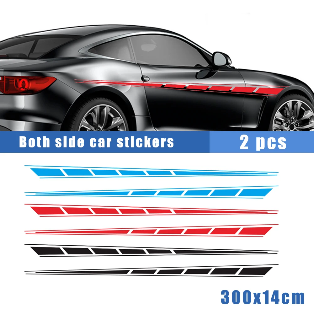 

2PCS 300x14cm Car DIY Both Sides Stickers Racing Stripes Decal Car Wrap Vinyl Film Automobiles Exterior Accessories