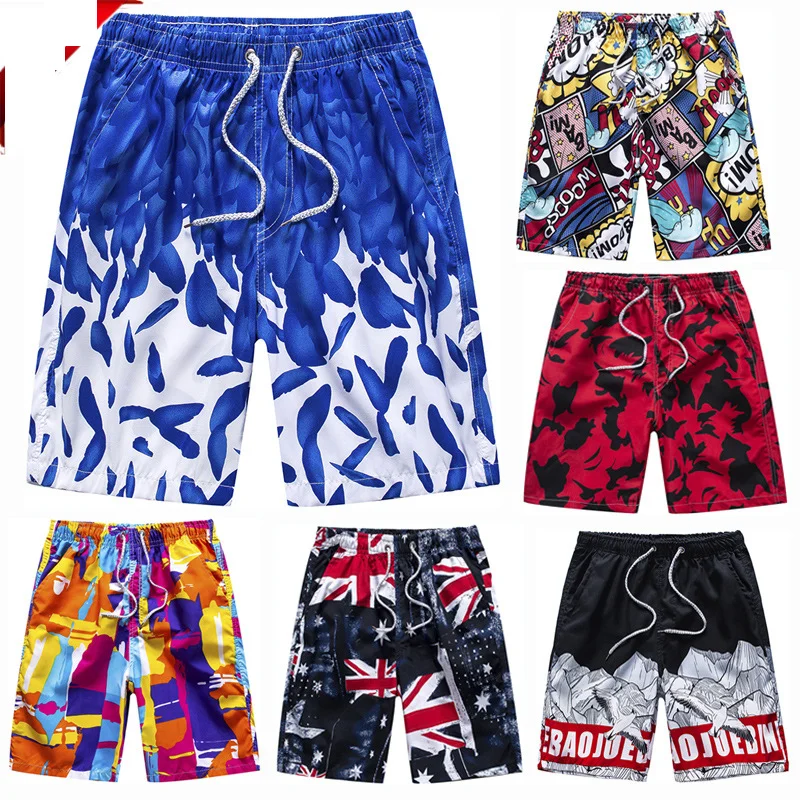 

Men's Beach Pants Summer Large Capris Loose Couple Short Thin Style Polychrome Stripe Lattice Ventilate Ice-cold Casual Pants