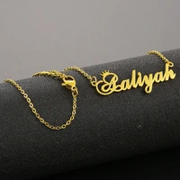 personality stainless steel name customized crown necklaces link chain gold silver color nameplate neckl jewelry gifts collier