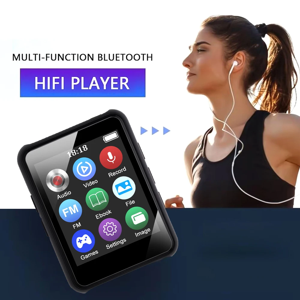 

Светодиодный Многофункциональный музыкальный mp3-плеер 1,77 дюйма, Bluetooth, Hi-Fi плеер, запись MP4, будильник, FM-радио, воспроизведение видео