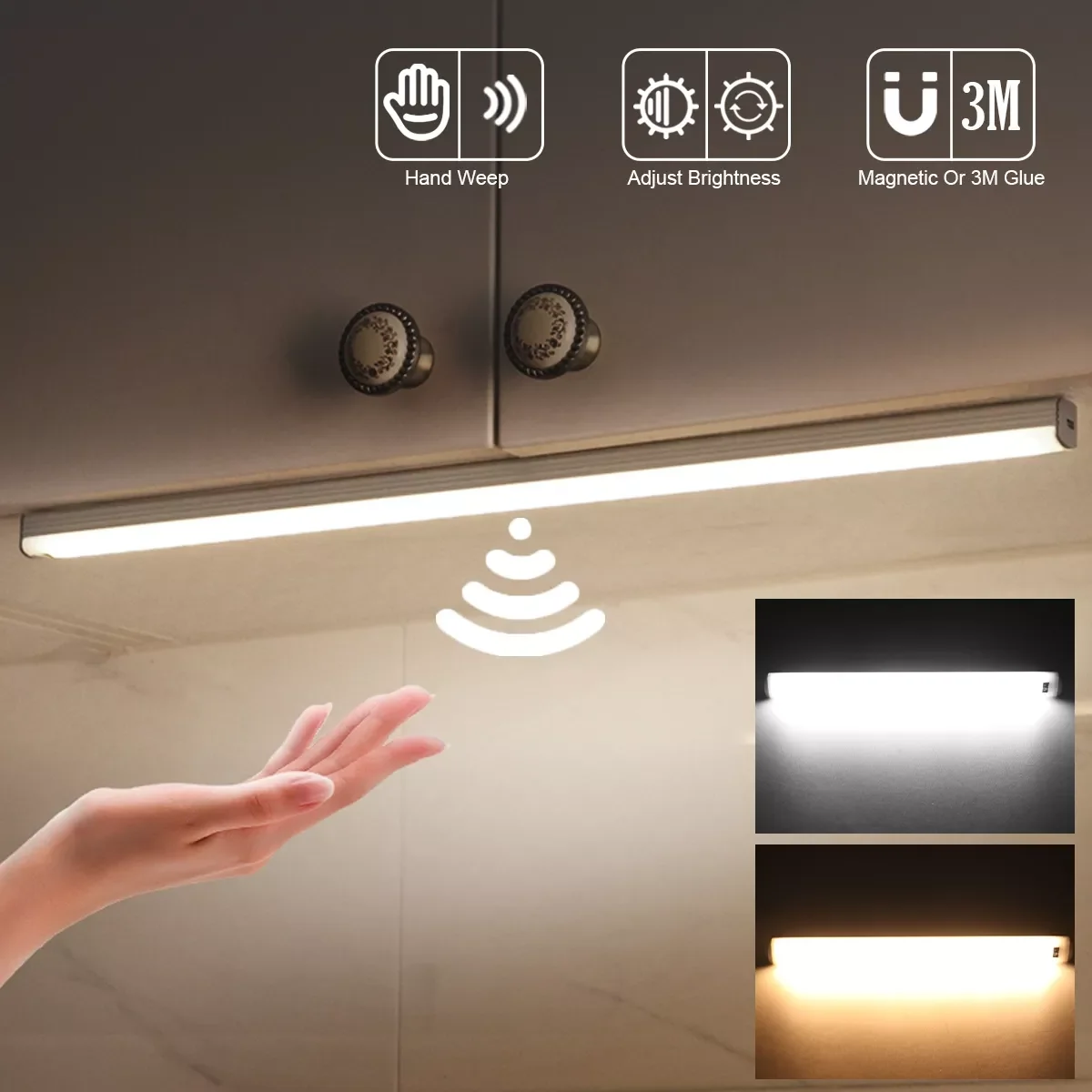 

10 20 30 50CM USB Charge Wireless Hand Sweep Sensor LED Night Light Bedroom Closet Light Staircase Cabinet Lamp For Kitchen