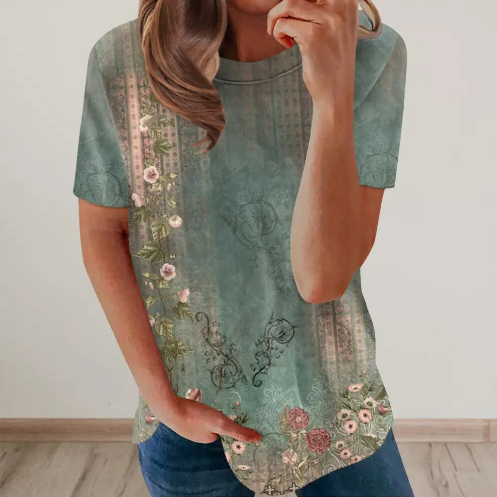 

Tee Shirt Stretchy Casual T-shirt Women High Street Washed T-shirt