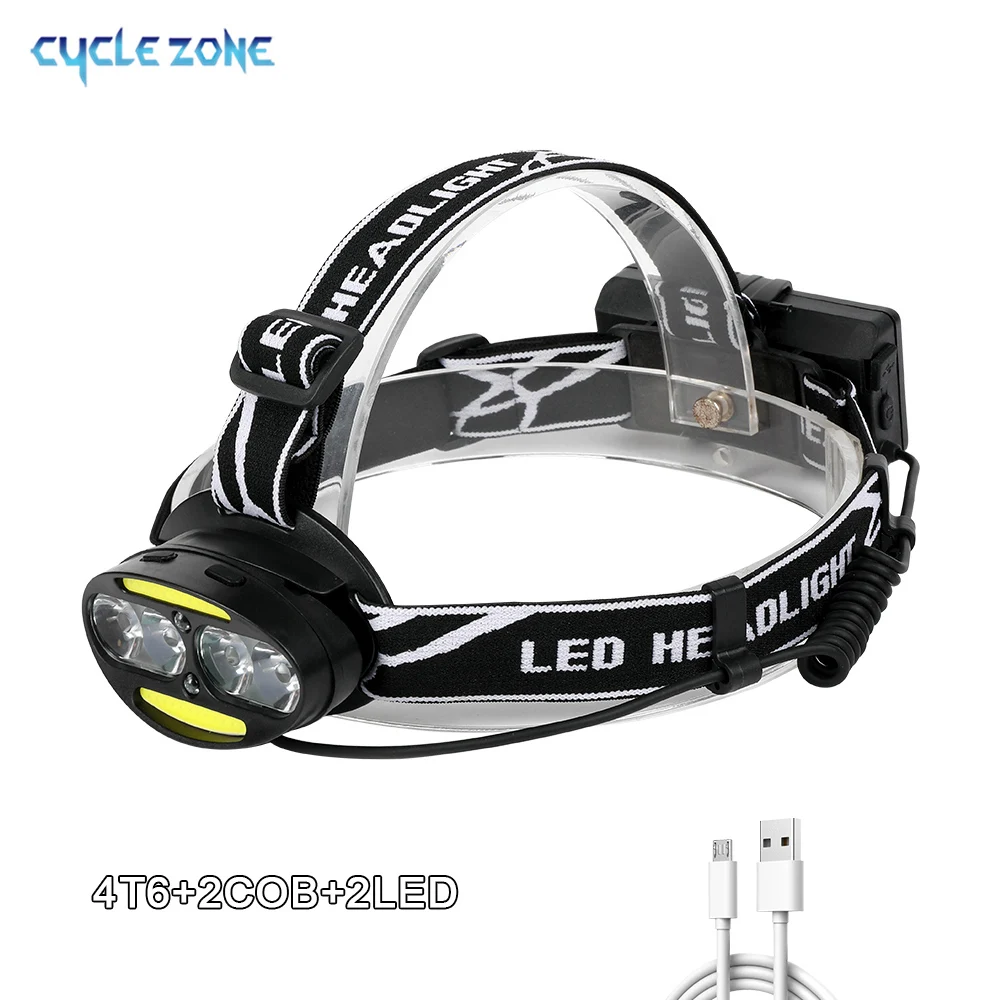 Индукционный Налобный Фонарь Cyclezone COB LED 7 Режимов Перезаряжаемый Через USB Для