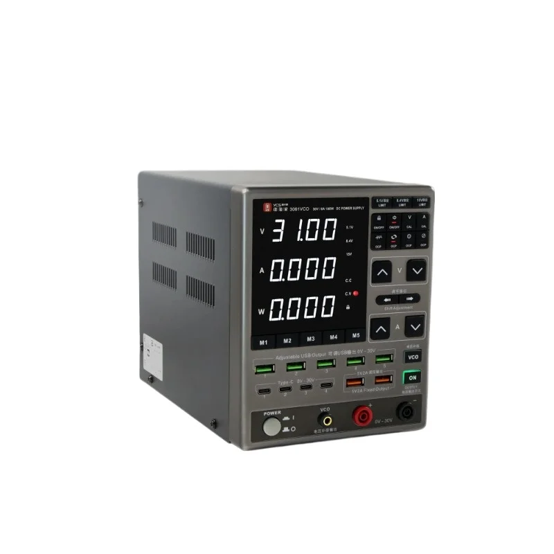 Фото YCS 2025 Новейший регулируемый лабораторный источник питания 3061 VCO OCP DC с выходом 30В 6А, портами USB-A и Type-C для быстрой зарядки №1