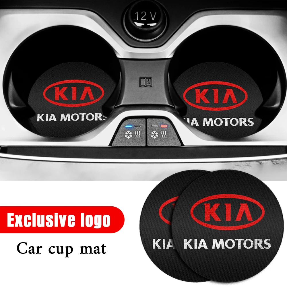 

1/2/4pcs Car Badge Water Cup Holder Mats Anti Slip Coasters Auto Accessories For Kia Sportage Ceed Rio 3 4 Picanto Sorento Soul